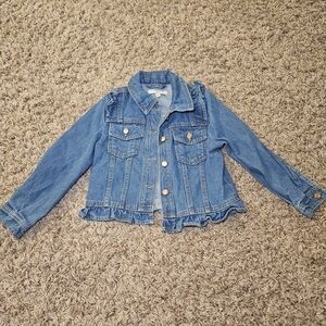 Sincerely Jules Girls Denim Jean Jacket Size 4 Ruffle Trim Button Front Cute